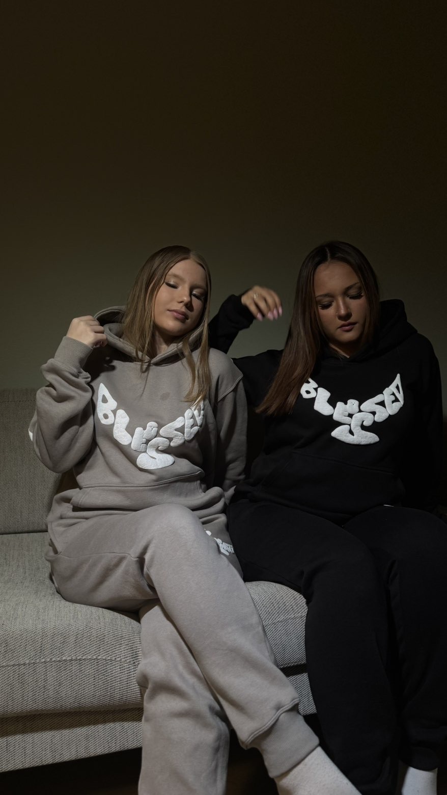 Friends wearing the Blessed hoodie